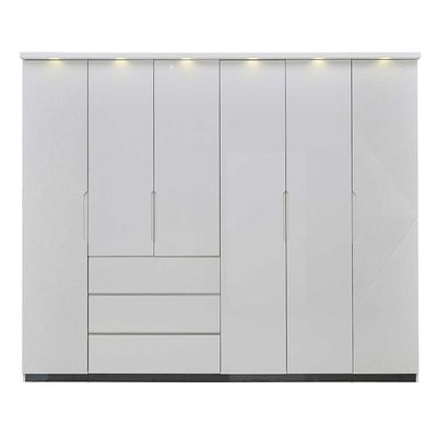 Petruci 6-Door Wardrobe - White/Black - With 2-Year Warranty